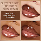 Hosaily Nourishing Lip Gloss With Brown Lip Liner Lip Combo Set, Moisturizing High Shine Nude Lip Glow Oil Fresh Lightweight Glossy Plumping Lip Gloss For Women Long Wear Mini Liquid Lipstick Makeup#8