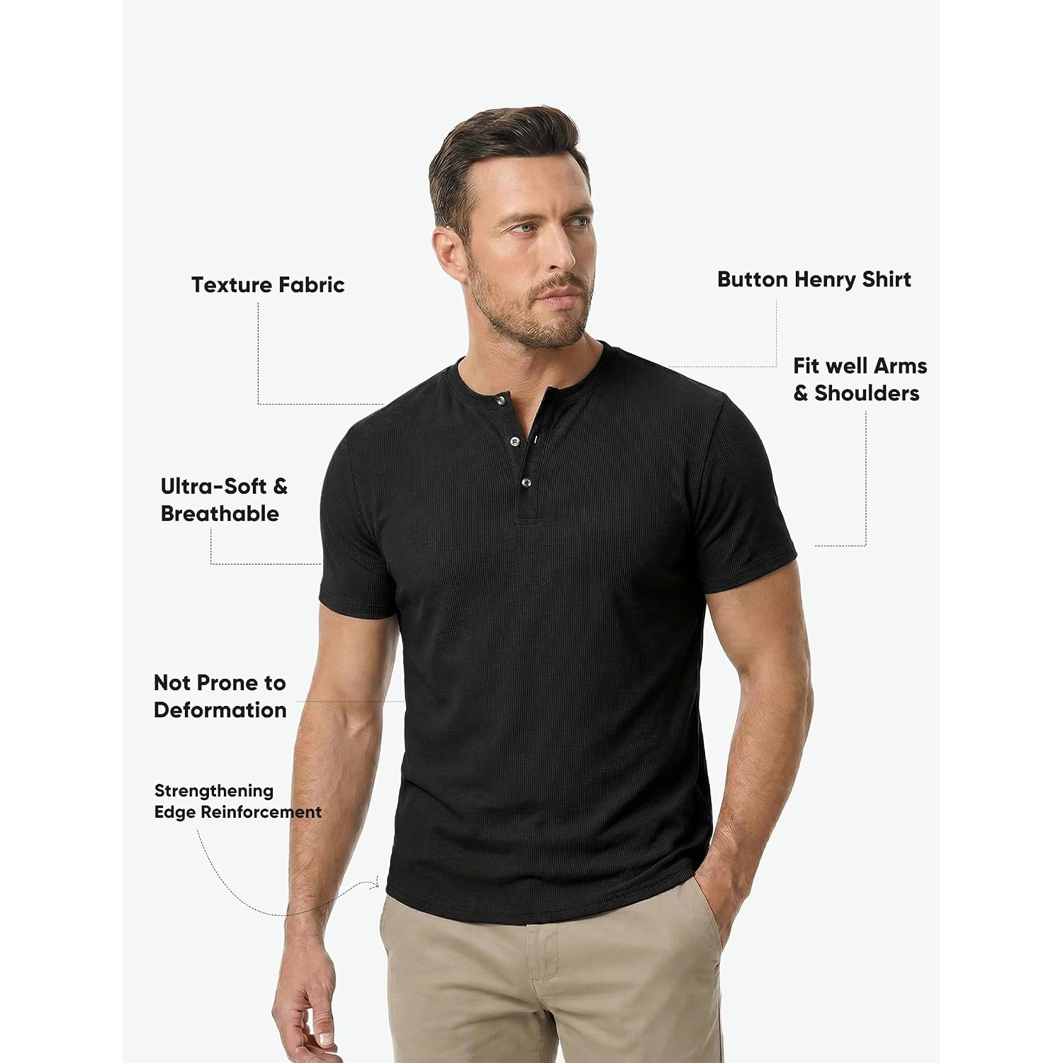 Jmierr Men'S Muscle Slim Henley Shirts Crewneck Longline T-Shirt Gym Workout Athletic Shirt Tees With Button
