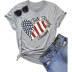 4th of July Shirts Women Faith Family Freedom Tshirt American Flag T Shirts Star Stripes Patriotic Shirts Top