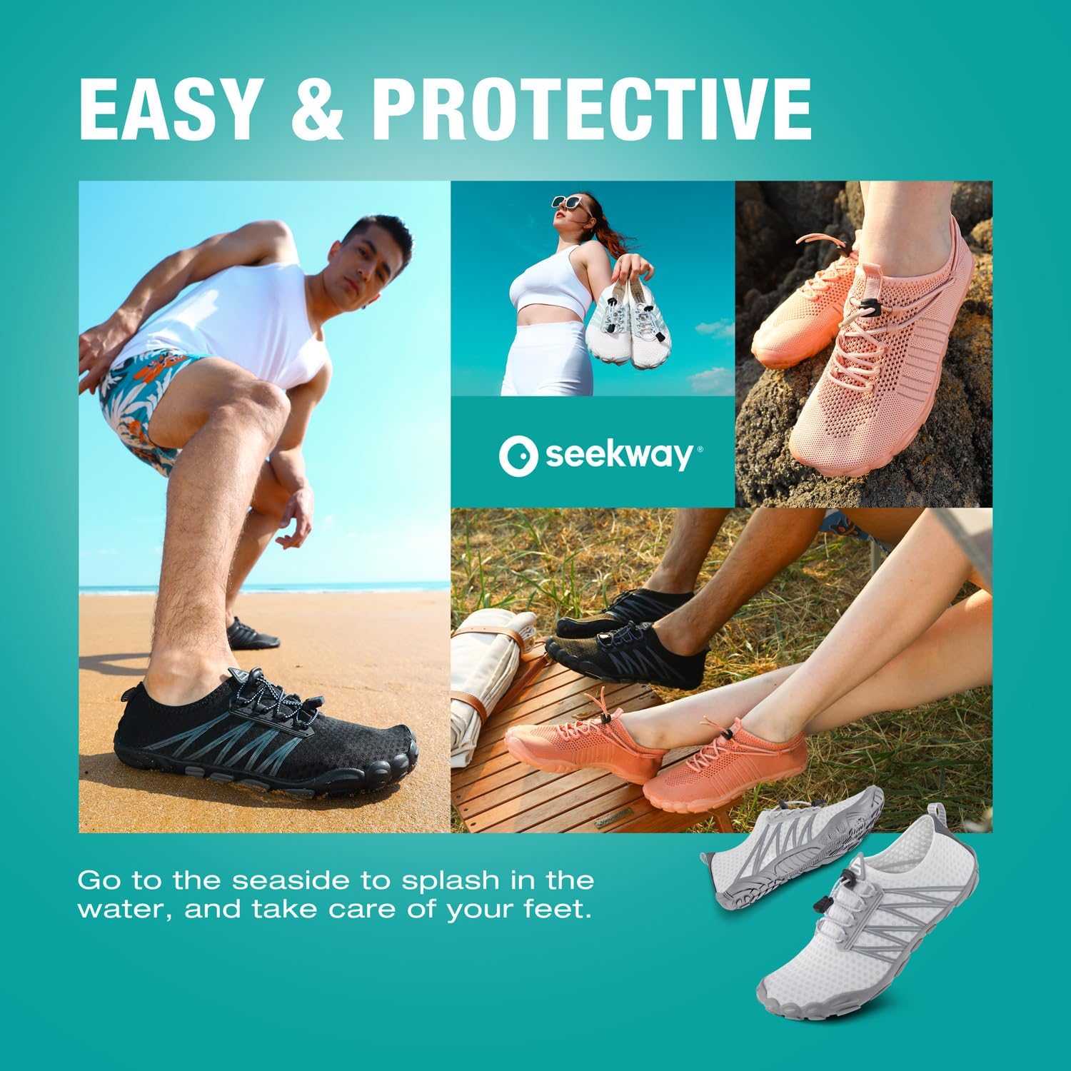 Seekway Water Shoes Men Women Adult Quick-Dry Aqua Sock Barefoot For Beach Swim River Pool Lake Hiking Kayaking Surfing