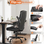Sweetcrispy Computer Gaming Chair, Ergonomic High Back Heavy Duty Task Desk Office Chairs With Wheels, Flip-Up Arms, Adjustable Height, Pu Leather,Inky
