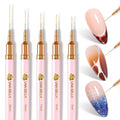 UNA GELLA Nail Art Brushes Metallic, 5 Count Liner Pens Set For Nail Art Gel Polish, Detail Nail Art Design Painting Brush Set For Nails Gel Fine Drawing Nail Tools, Sizes 7/9/11/15/25mm