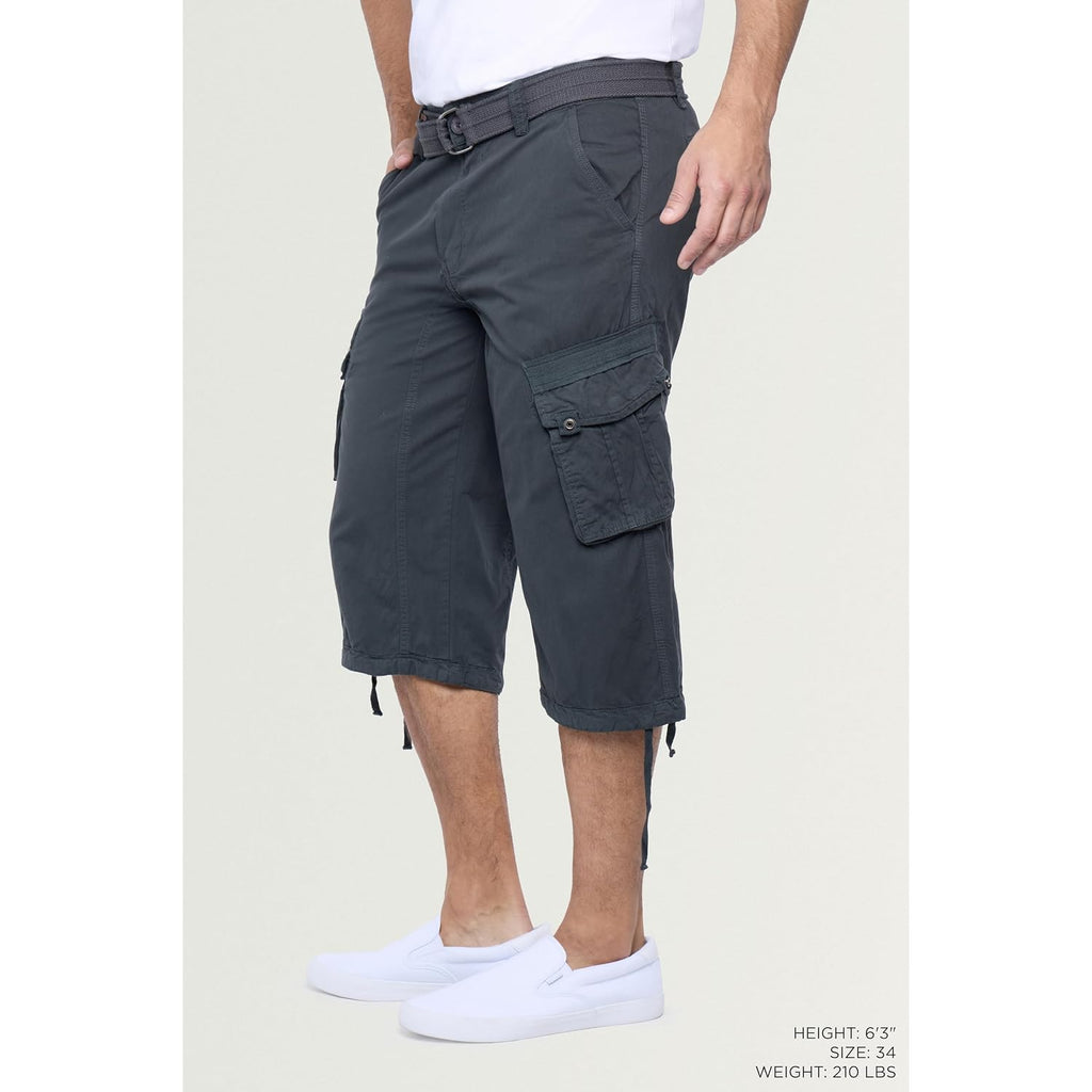 X Ray Men'S Belted Long Cargo Shorts For Men, Below Knee Length Mens Cargo Shorts, 3/4 Pants (Big And Tall Shorts For Men)