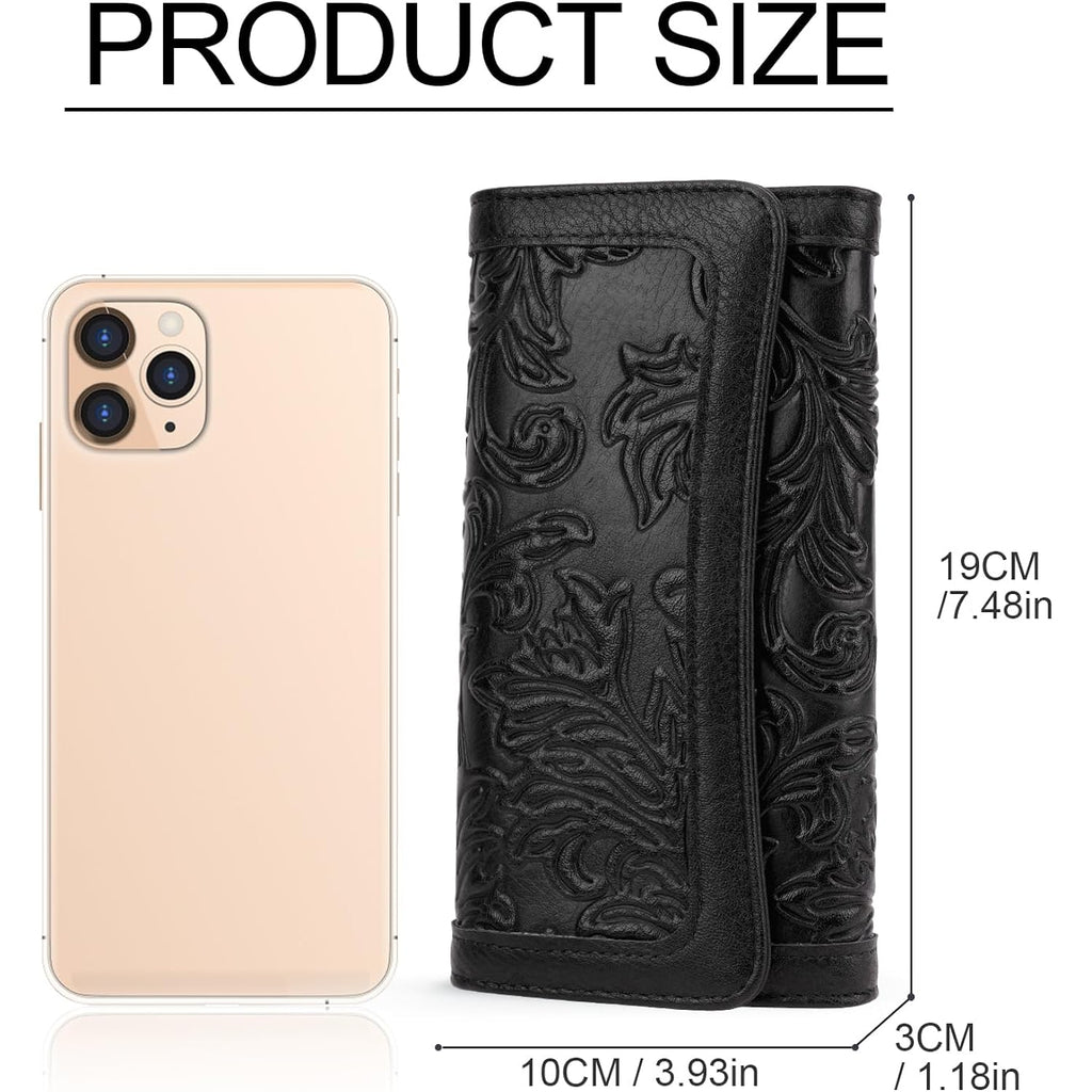 MEITRUE Women's Wallet Leather RFID Blocking Trifold Ladies Purse Embossed long Clutch Card Holder Phone Checkbook Organizer