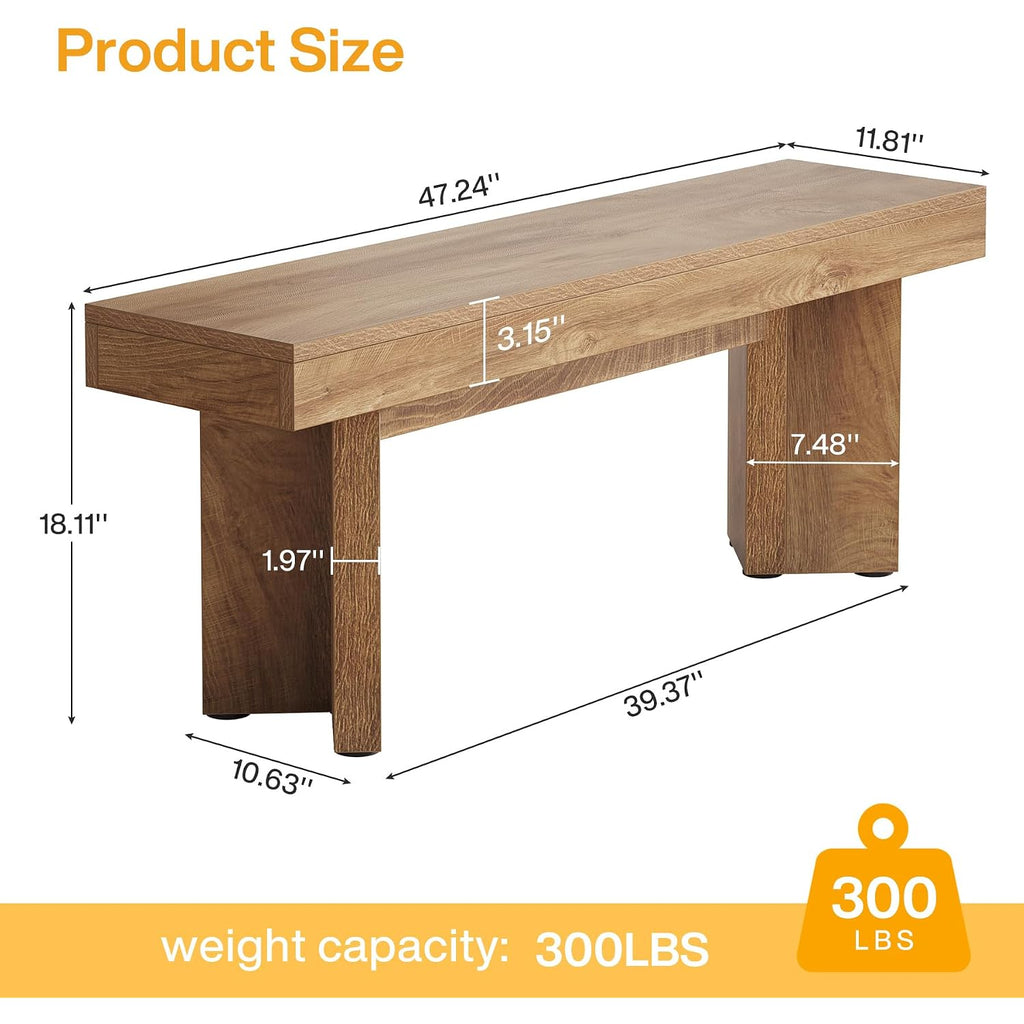 Tribesigns 47" Wooden Entryway Bench, Farmhouse Indoor End Of Bed Bench, Long Table Benches Seat For Bedroom, Hallway, Foyer, End Of Bed (Rustic Brown)