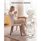 Upholstered Dining Chairs Set Of 4, Farmhouse Fabric Kitchen Chairs With Solid Wood Legs, Modern Dining Room Chairs For Restaurant & Cafe, Beige