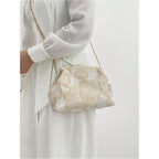 OYOANGLE Women's Flower Embroidery Clutch Purse Kiss Lock Shoulder Bags Evening Handbag