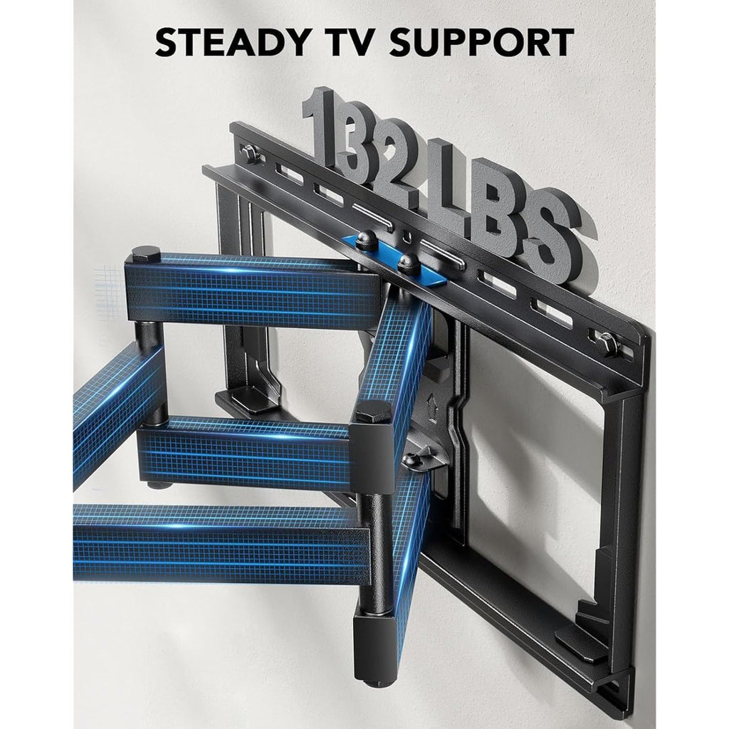 Pipishell Full Motion Tv Wall Mount For 42-85 Inch Led Tvs Up To 132Lbs, Fits 65 75 Inch Swivel Tv Mount Bracket With Articulating Arms, Max Vesa 600X400Mm, Fits 12” 16" Wood Studs