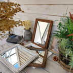 Aazzkang Wall Mirror Wood Framed Rustic Hanging Mirrors Rectangle Small | Decorative For Bedroom Bathroom Living Room Entryway Farmhouse