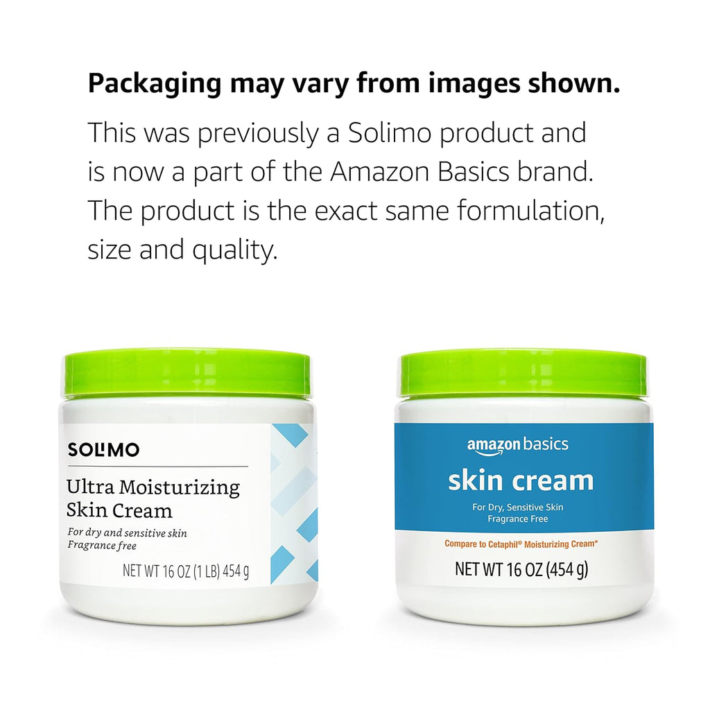 Amazon Basics Ultra Moisturizing Skin Cream For Dry & Sensitive Skin, Dermatologist Tested, Fragrance Free, Not Tested On Animals, Made In Usa, 16 Ounce, 4-Pack (Previously Solimo)