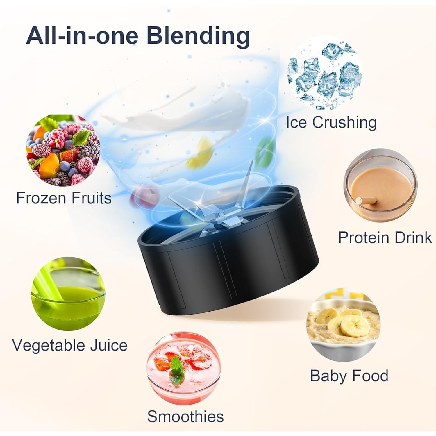 KOIOS Smoothie Blender, 900W Personal Blender for Shakes and Smoothies for Kitchen with 2 Portable Cups 22oz, Single Serve Smoothies Maker Mixer for Juices, Nutritious Recipe, Grey Blue
