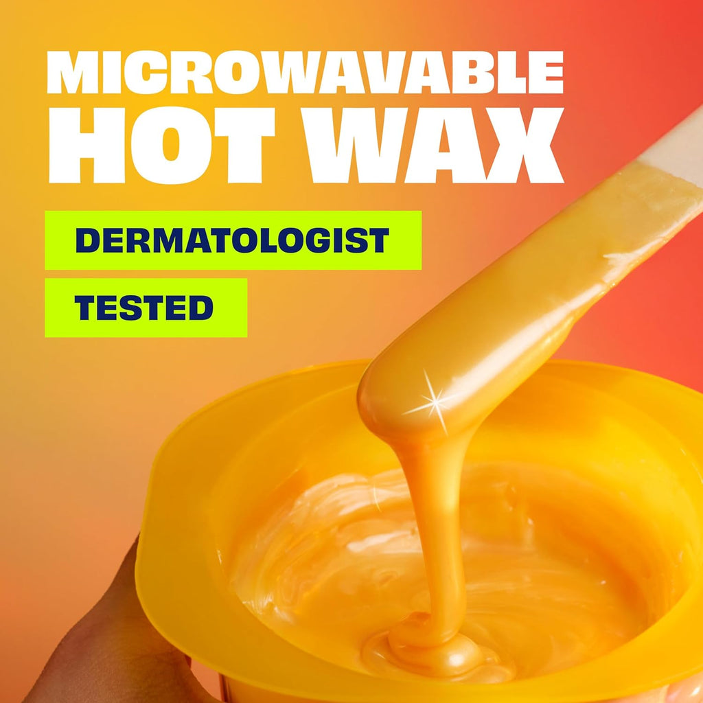 Nair Lux Wax, Microwaveable Hot Waxing Kit for Women, Stripless Hair Removal for Legs, Underarms, Bikini at Home, Proven Effective on Short Hair, 1 Count, 7.05 Oz