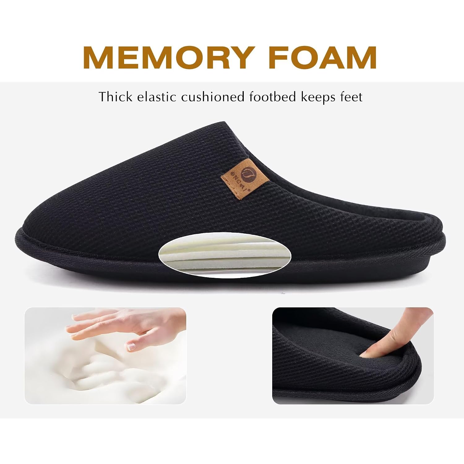 Oncai Men'S House Slippers, Cushion Memory Foam Shake Fleece And Man House Shoes With Faux Fur Lining And Indoor Outdoor Rubber Soles Us Size 7-15