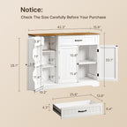 Gizoon Kitchen Coffee Bar Cabinet With Storage Kitchen Sideboard Buffet Cabinet With Drawers, Short Pantry With Door And Shelves For Bathroom And Living Room, White And Rustic