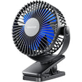 Gaiatop Portable Clip On Fan, Mini Personal Rechargeable Fan Black Blue | Battery Operated, Small 3 Speed Quiet 360° Rotate, Cooling For Desk Table Home Office Stroller Camping Women Gifts