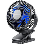 Gaiatop Portable Clip On Fan, Mini Personal Rechargeable Fan Black Blue | Battery Operated, Small 3 Speed Quiet 360° Rotate, Cooling For Desk Table Home Office Stroller Camping Women Gifts