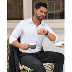 Mens Wrinkle-Free Dress Shirts Long Sleeve Stretch Flex Button Down Shirt | Regular Fit, Back Darts, Crisp Collar, Adjustable Cuffs, Easy Care, Business Casual, Button Up, Professional, Wedding, Prom