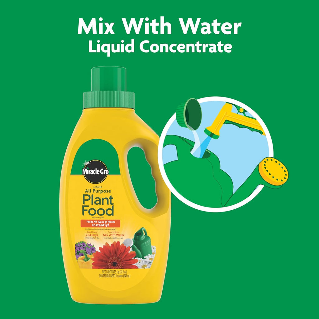Miracle-Gro Liquid All Purpose Plant Food, Concentrate, 32 Oz. | Feeds Plants Instantly, For All Plant Types, Flowers, Vegetables, Trees, Houseplants