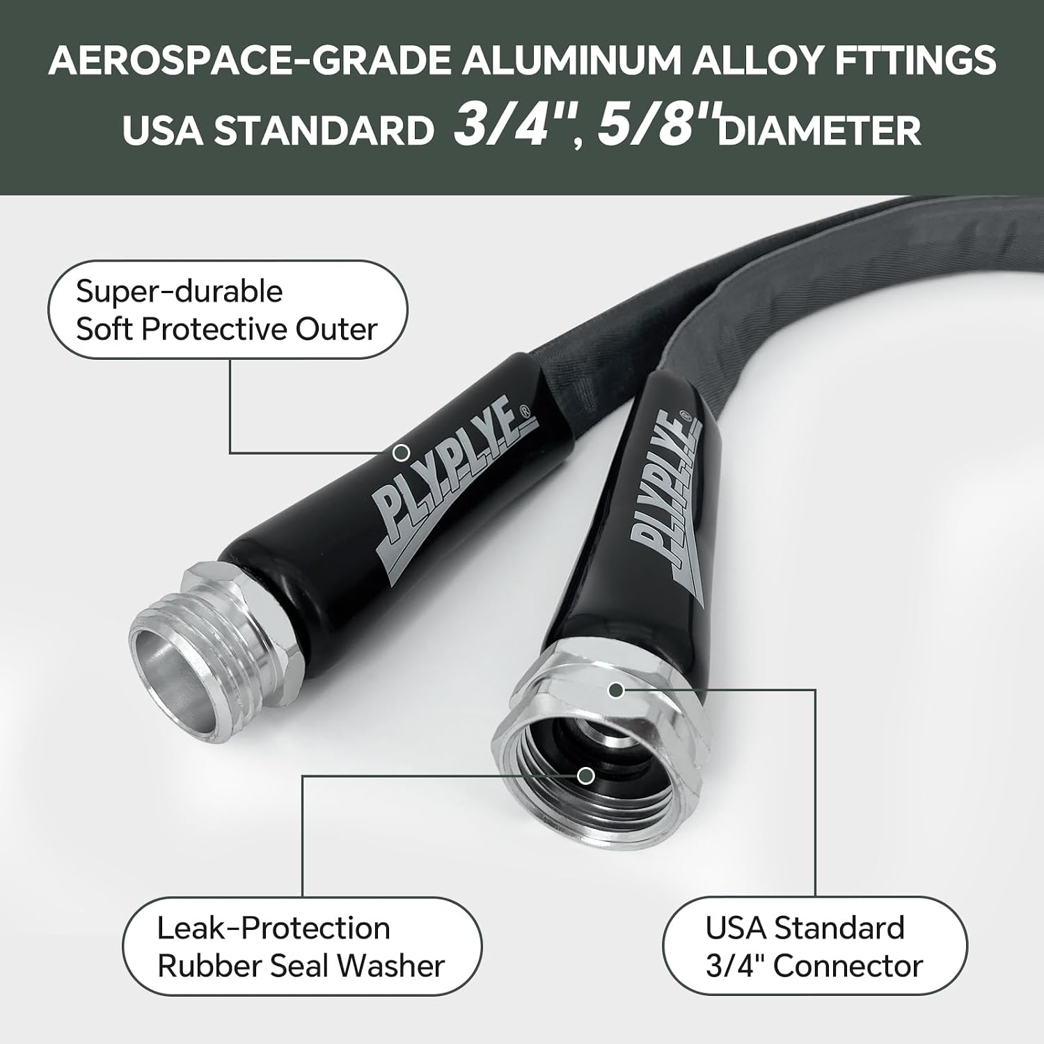 Garden Hose 25Ft, Made Of Tpu(Not Pvc), Ultra-Light & Flexible Water Hose, Non-Shrinking, Easy To Store, Drinking Water Safe Material, All-Weather, Black&Gray