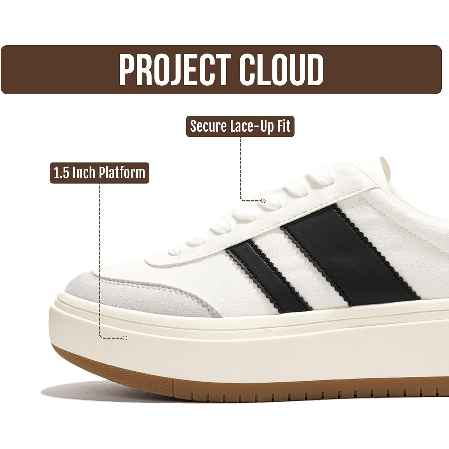 Project Cloud Platform Sneakers For Women - Lightweight Memory Foam Insole Womens Sneakers - Non-Slip Fashion Sneakers For Women Footwear - Women'S Fashion Platform Shoes (Nita)