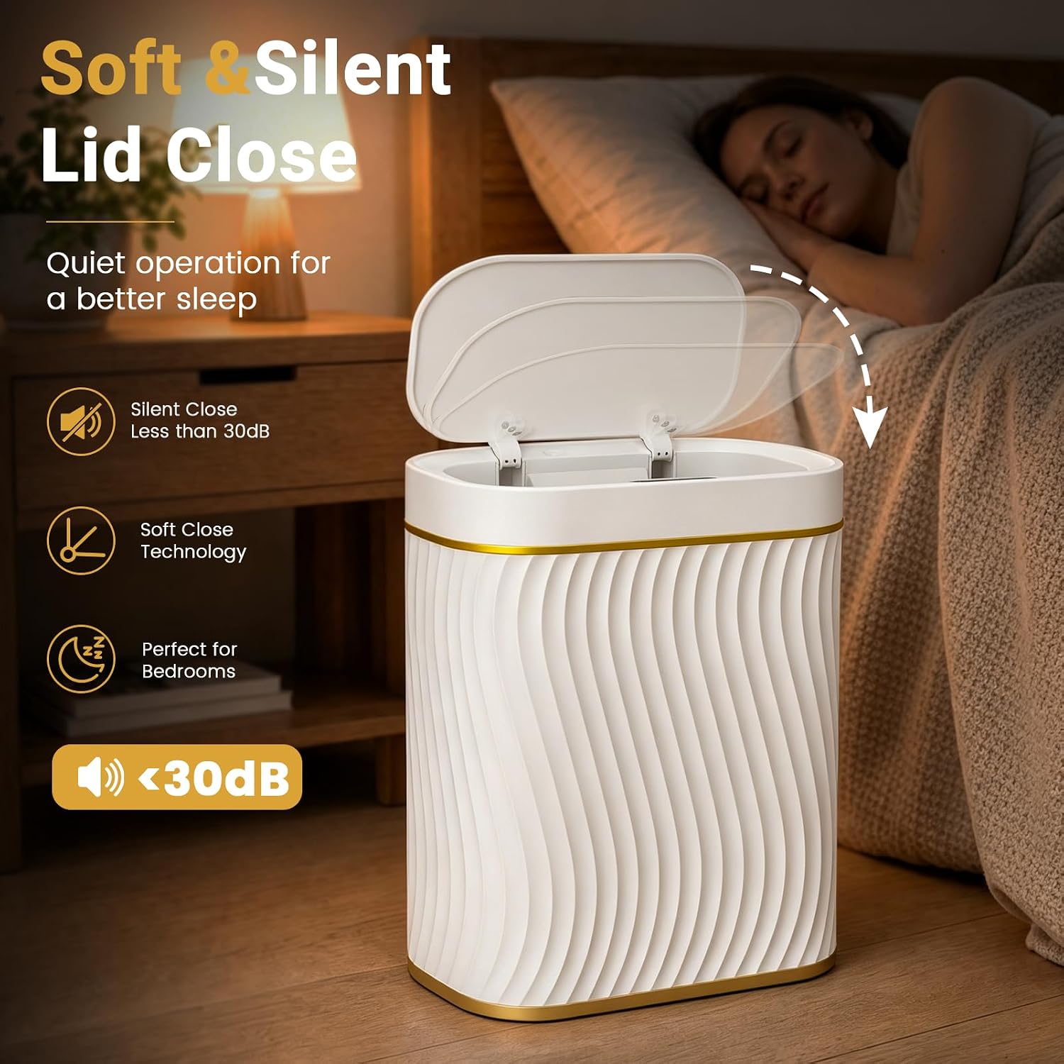 Bathroom Trash Can With Lid, 5 Gallon Automatic Touchless Garbage Can, Motion Sensor Smart Trash Bin, Slim Waterproof Waste Bin For Living Room, Bedroom, Office, Kitche