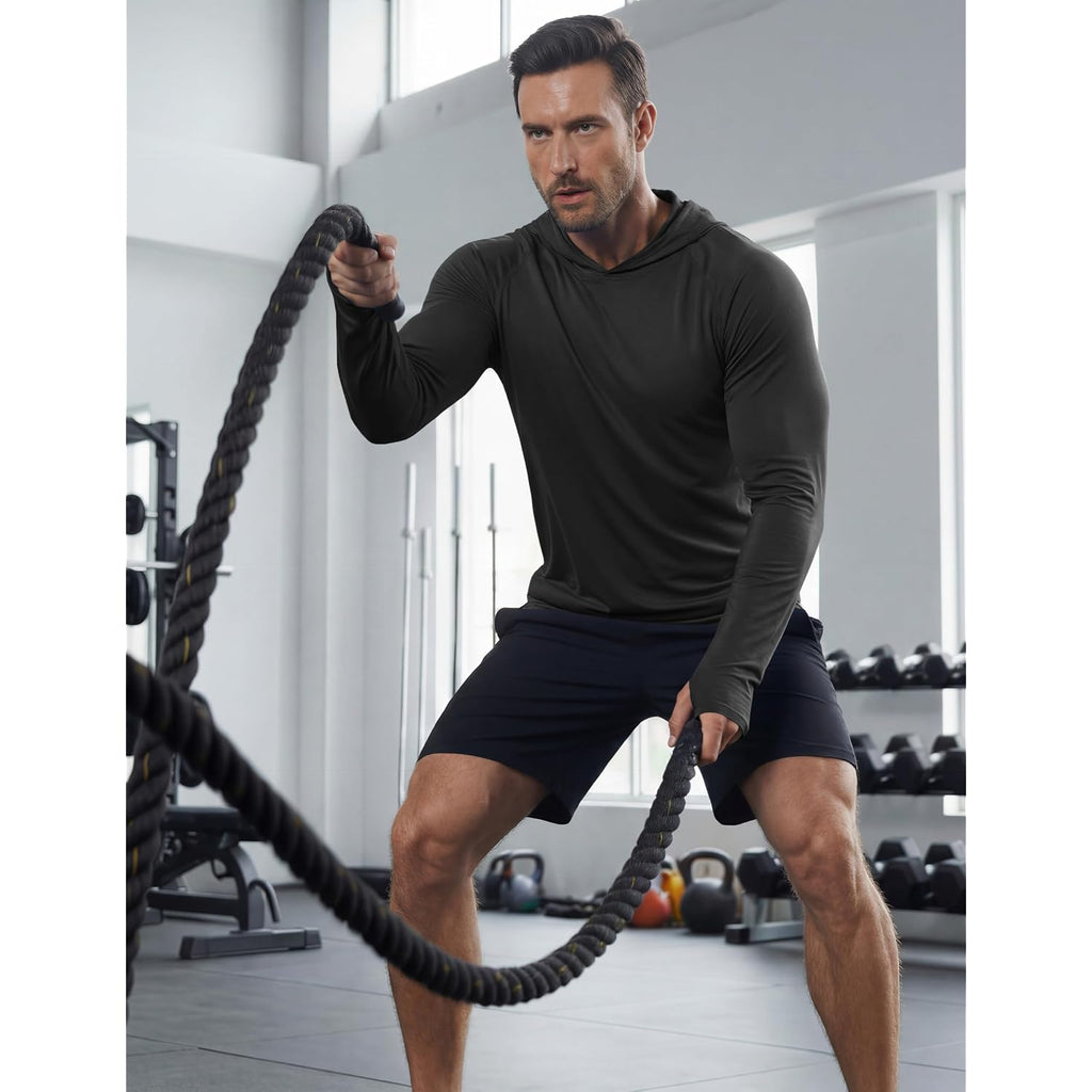 Magcomsen Men'S Hooded Upf 50+ Sun Protection T Shirts Long Sleeve Athletic Fishing Shirts Rash Guards