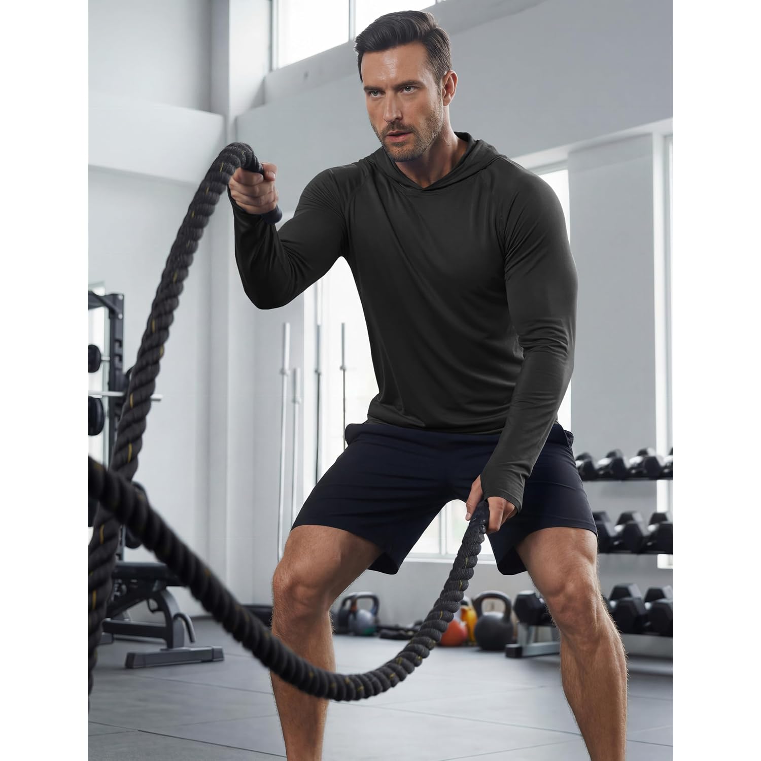 Magcomsen Men'S Hooded Upf 50+ Sun Protection T Shirts Long Sleeve Athletic Fishing Shirts Rash Guards
