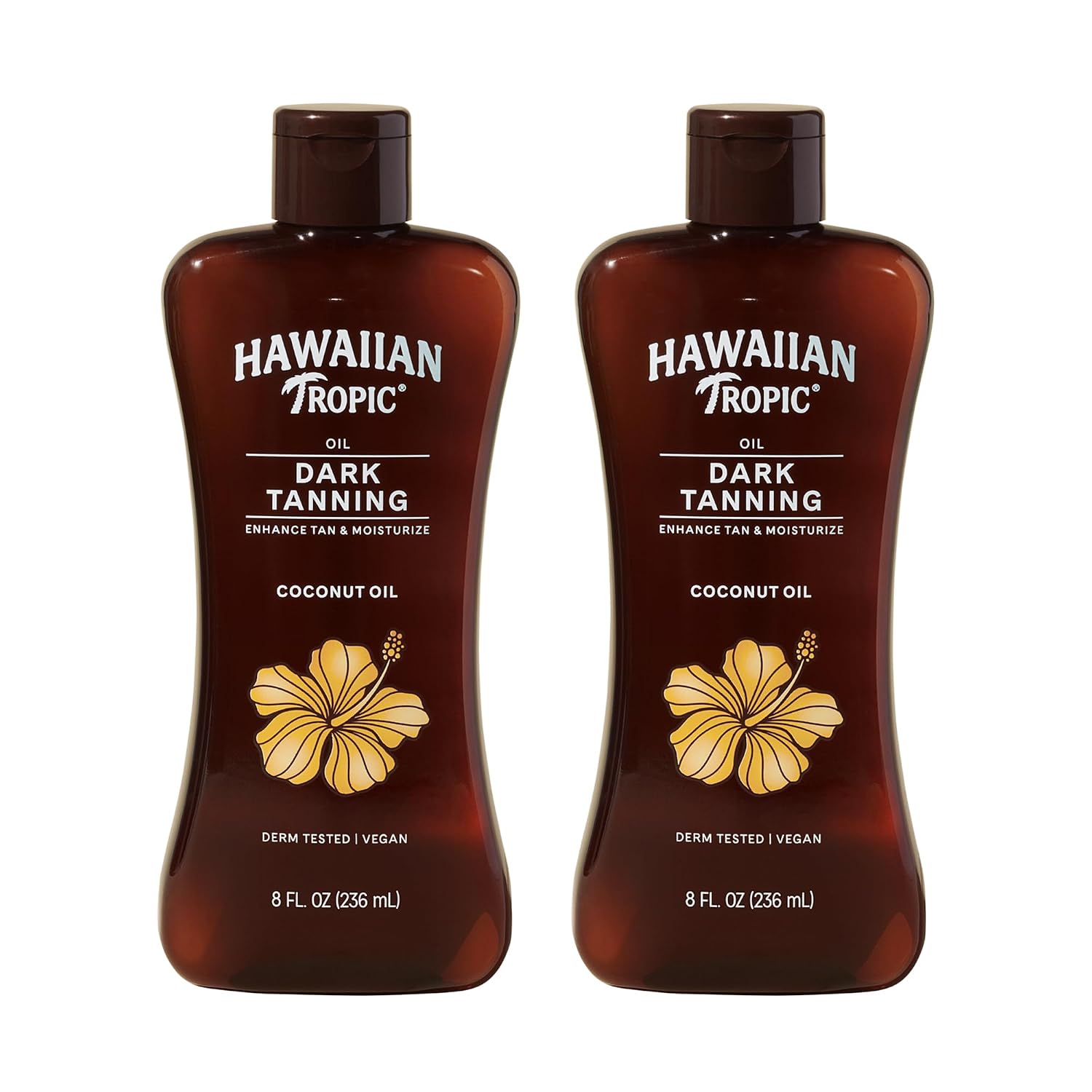 Hawaiian Tropic Dark Tanning Oil, 8 Fl Oz | Moisturizing Body Oil With Cocoa Butter, Tan Enhancer, 8 Fl Oz Each Twin Pack