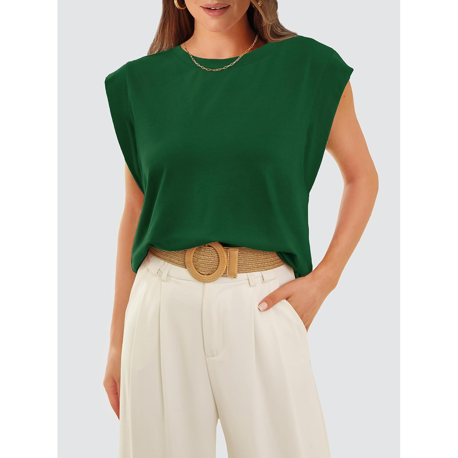 WIHOLL Cap Sleeve Tops for Women Summer Top Basic Tee Shirts Business Casual Tank Loose Fit 2026 Fashion