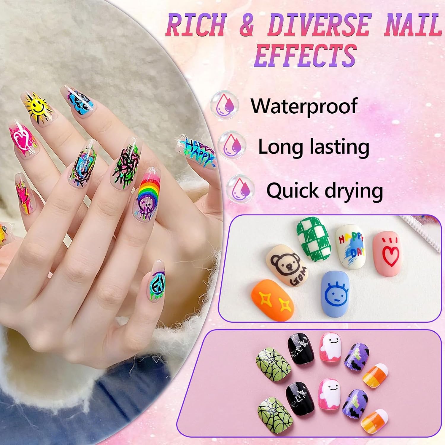 12 Colors Nail Art Pens Set,Nail Art Markers for Gel Nails,2025 DIY Nail Art Marker Drawing Painting Liner Pen,0.5 MM Nail Polish Pens Set,Nail Doodle Pens,Quickly Dry Nail Art DIY Decoration