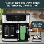 Pantrymade Dual Brew Coffee Maker | 12 Cup Glass Carafe & Single Serve K-Cup Combo | Programmable Touchscreen Coffee Machine for Ground Coffee or Pods | Auto Shut-Off, Black
