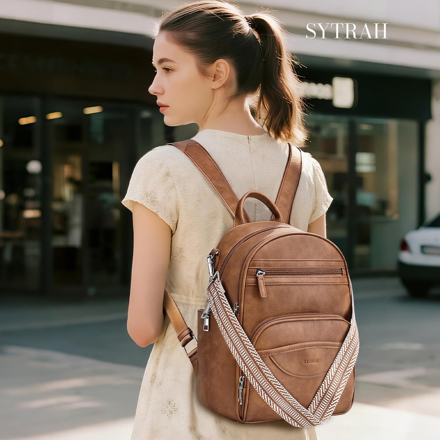 Backpack Purse For Women, Backpack Vegan Leather With Rfid Blocking & Tablet Pocket, Shoulder Handbag For Travel& Work Brown