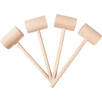 4Pcs Wooden Hammers, Natural Hardwood Crab Lobster Seafood Mallets