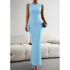 Prettygarden Women'S 2026 Summer Casual Maxi Dresses Ribbed Knit Sleeveless Bodycon Elegant Going Out Beach Vacation Clothes