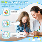 Visual Timer For Kids - 60 Minute Pomodoro Timers For Classroom Kitchen Office, Countdown Kids Timer Clock With Rainbow Disk, Desk Time Management Tool For Toddler With Silent Operation, Blue