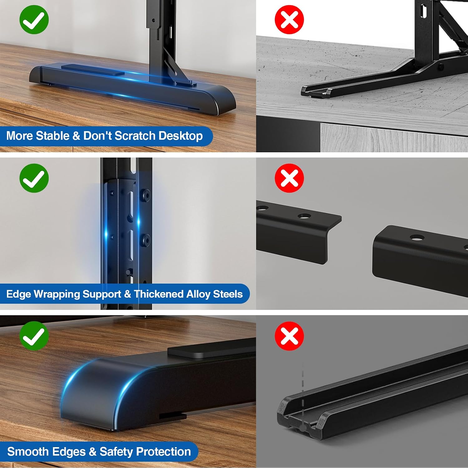 Universal Tv Stand For 19-75 Inch Lcd Led Tvs, Height Adjustable Tv Legs Replacement Hold Up To 110 Lbs, Table Top Tv Stand Base, Max Vesa 800X600Mm