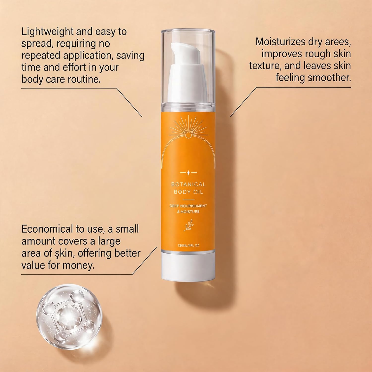 Evora Botanical Body Oil, Evora Body Oil With Wakame Algae, Passionflower Seed Oils & Brazil Nut, Fast Absorbing Moisturizing Non-Greasy Lightweight Firming Massage Oil For Smoother 4 Fl Oz
