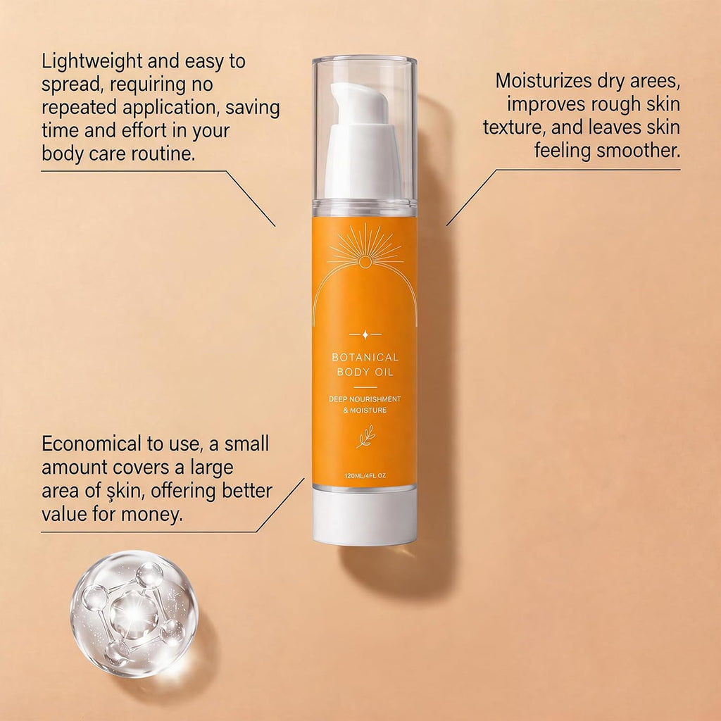 Evora Botanical Body Oil, Evora Body Oil With Wakame Algae, Passionflower Seed Oils & Brazil Nut, Fast Absorbing Moisturizing Non-Greasy Lightweight Firming Massage Oil For Smoother 4 Fl Oz
