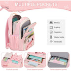 Backpack For Girls, 3Pcs Girls Backpack For School With Lunch Bag Pencil Case, Cute Kids Teens Bookbag For Kindergarten Elementary Preschool Middle School (Pink)