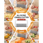 Crinkle Cutter Stainless Steel Potato Slicer Heavy Duty Wavy Crinkle Cutting Chopping Tools With Wooden Handle For Carrot Veggies