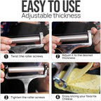 Zulay Kitchen Stainless Steel Wire Cheese Slicer - Adjustable Hand Held Cheese Cutter With 2 Extra Wires - Premium Cheese Knife For Mozzarella, Cheddar, Gruyere - Cheese Cutter With Wire (Silver)