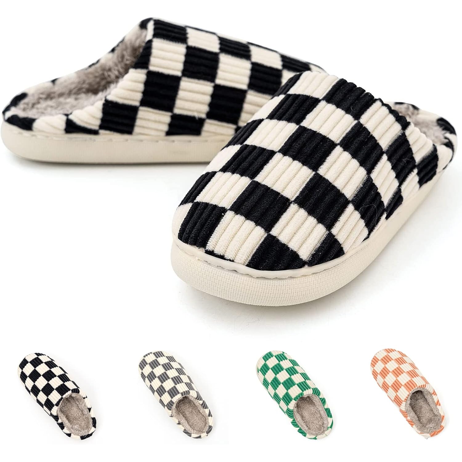 House Slippers For Women & Men - Fuzzy, Casual Indoor/Outdoor Shoes With Memory Foam & Faux Fur Lining