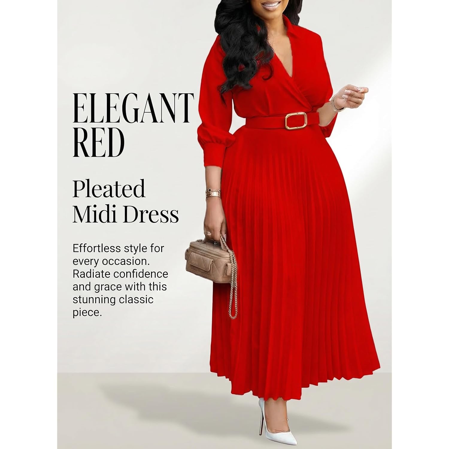 Womenâs 3/4 Sleeve Flared A Line Dress Wedding Guest Casual Semi Formal Office Lady Dresses with Belt