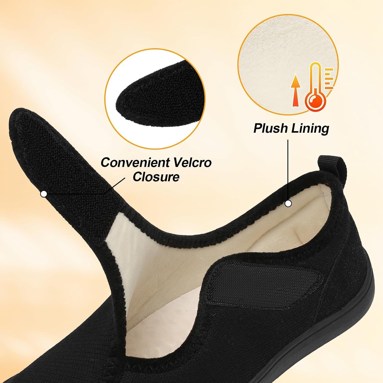 Womens Slippers Wide Diabetic Shoes Adjustable Arthritis Edema House Shoes Indoor Outdoor Slippers