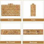 Goktow Rattan Acrylic Bag Clutch Purse Evening Bag Woven Handbag Summer Beach Purse
