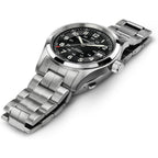 Hamilton Khaki Field Automatic Men'S Watch, 38Mm Stainless Steel Case, Swiss Made, Black Dial Analog Wrist Watch For Men, 100M Waterproof, Sapphire Crystal, 3-Hand Movement, Stainless Steel Strap