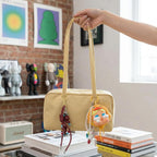 Fastfairy Slouchy Lightweight Bowler Bag: East-West Design With Charm Loop - Everyday Use Outings