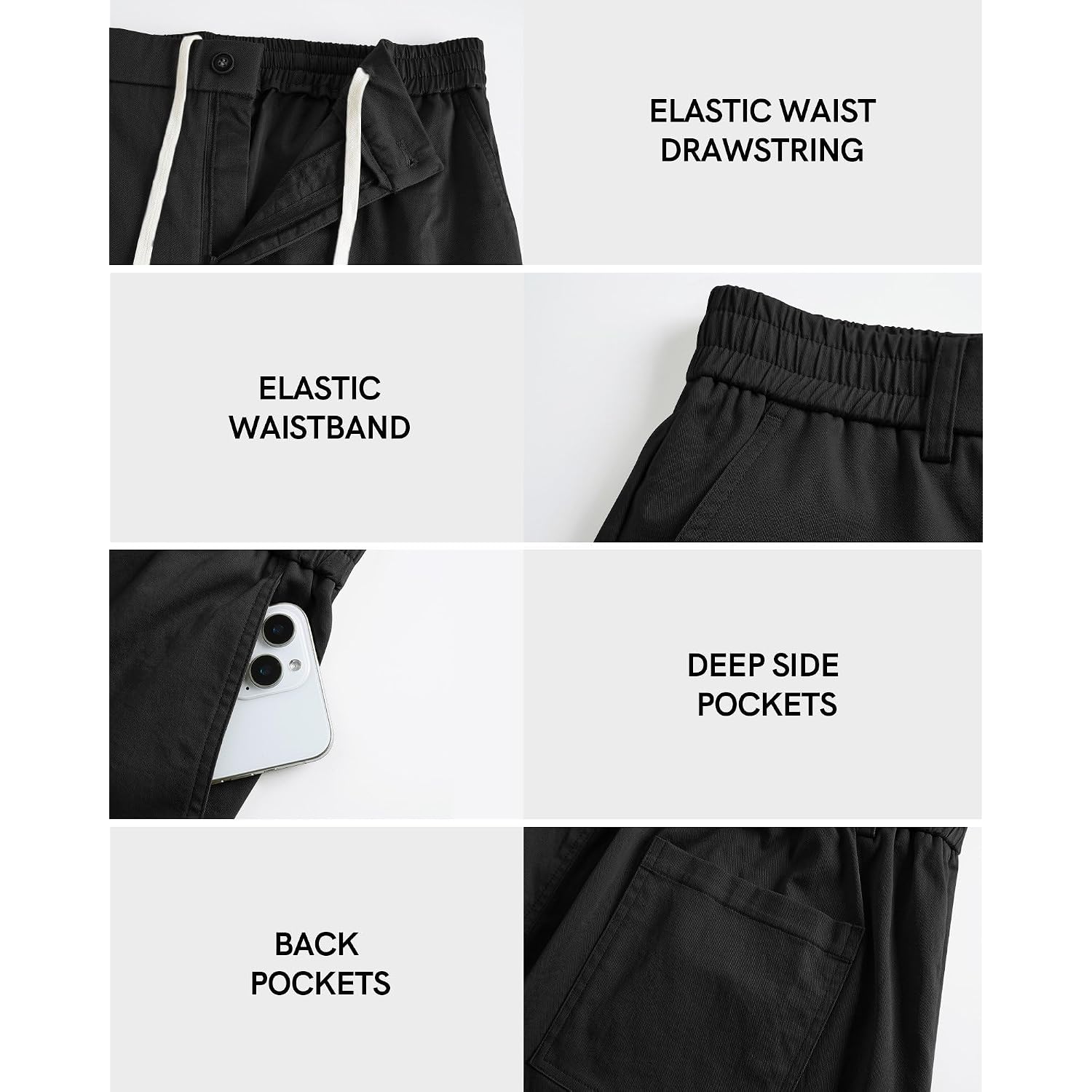 Ntrlv Men'S Cotton Chino Shorts Casual Elastic Waist Drawstring 7 Inch Summer Beach Golf Shorts With Pockets