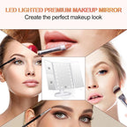 Flymiro Tri-Fold Lighted Vanity Makeup Mirror With 3X/2X Magnification,Light Up Mirror For Makeup,Touch Screen 21 Leds,180° Rotation Countertop Cosmetic Mirror,Gifts For Women Mom Teen Girls