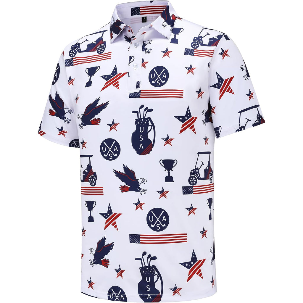 Men's Golf Polo Shirts Short Sleeve Performance Moisture Wicking Dry Fit Funny Golf Polo Shirts for Men